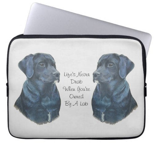 pet portrait picture of black labrador dog  laptop sleeve