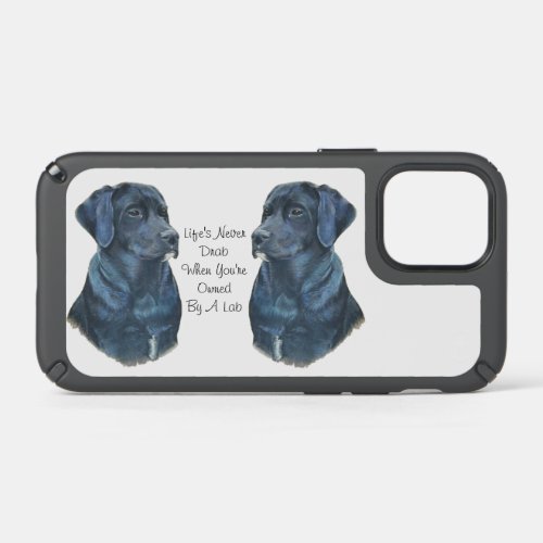 pet portrait picture of black labrador dog  speck iPhone 12 mini case