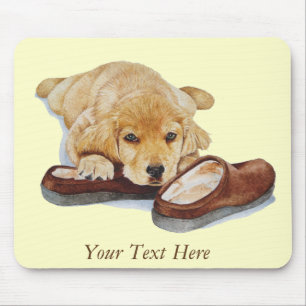 pet portrait picture of golden retiever puppy dog mouse pad