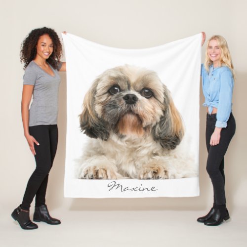 Pet Portrait Shih Tzu Dog Personalized Fleece Blanket