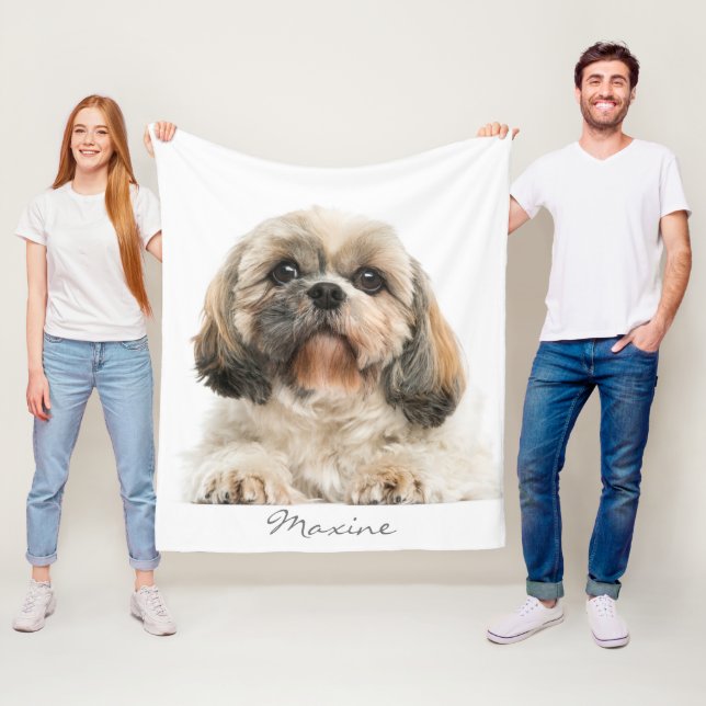 Pet Portrait Shih Tzu Dog Personalized Fleece Blanket (In Situ)