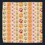 Pet Prints Bandana<br><div class="desc">A Bright and Colorful Orange Print of Paws Will Look Great On A Lab or Golden Retriever Dog.</div>