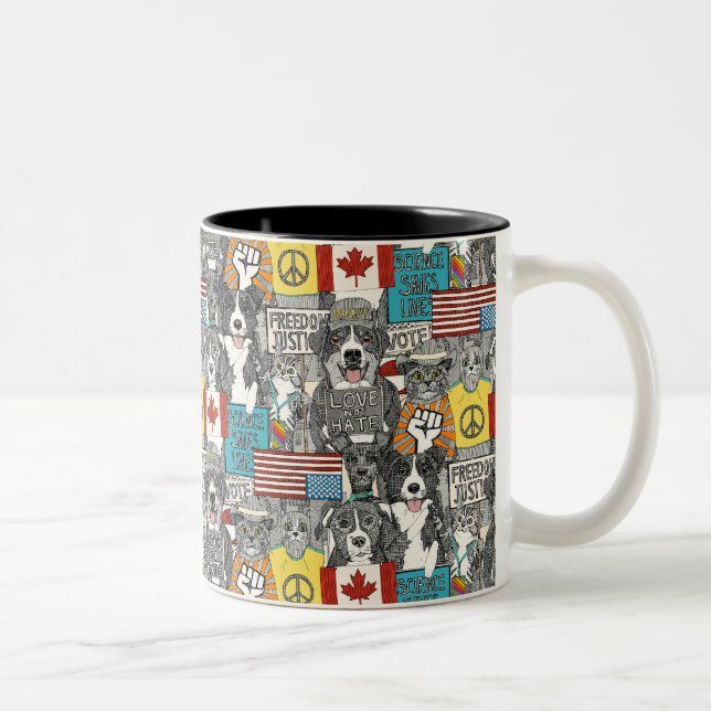 pet protest Two-Tone coffee mug (Right)