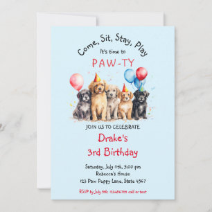 Pet Puppy Dog Birthday Pawty Invitation