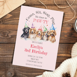 Pet Puppy Dog Birthday Pawty Invitation