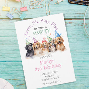 Pet Puppy Dog Birthday Pawty Invitation