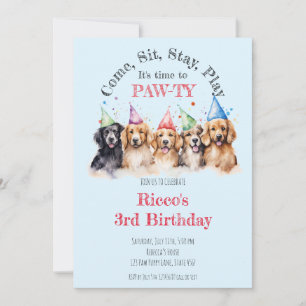 Pet Puppy Dog Birthday Pawty  Invitation