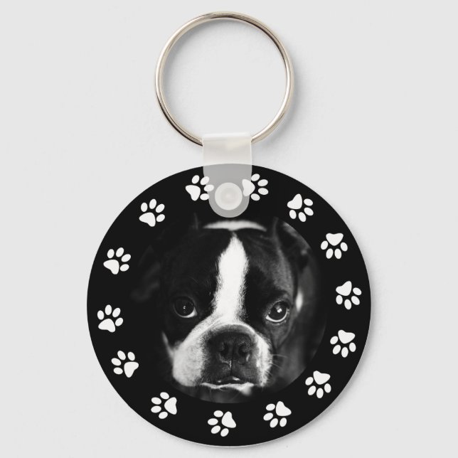 Pet Puppy Dog Photo Paws Personalized Custom Keychain (Front)