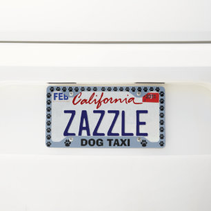 Pet Puppy Dog Taxi Funny License Plate Frame