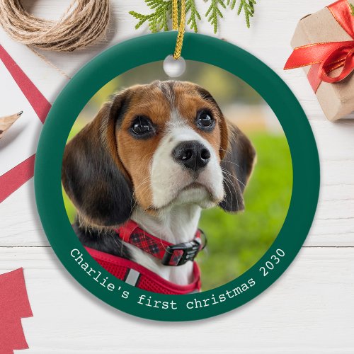 Pet Puppy First Christmas Custom Dog Photo Holiday Ceramic Ornament