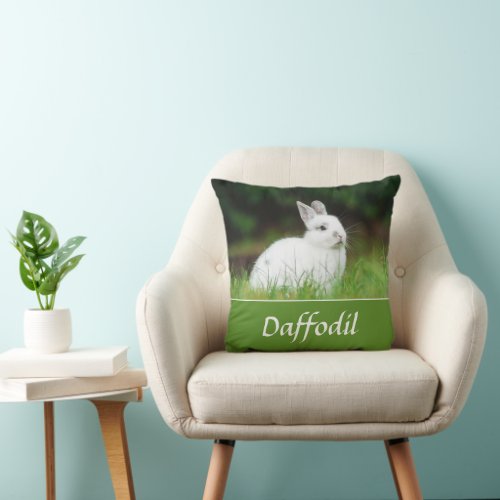 Pet Rabbit Custom Photo and Name Keepsake Throw Pillow