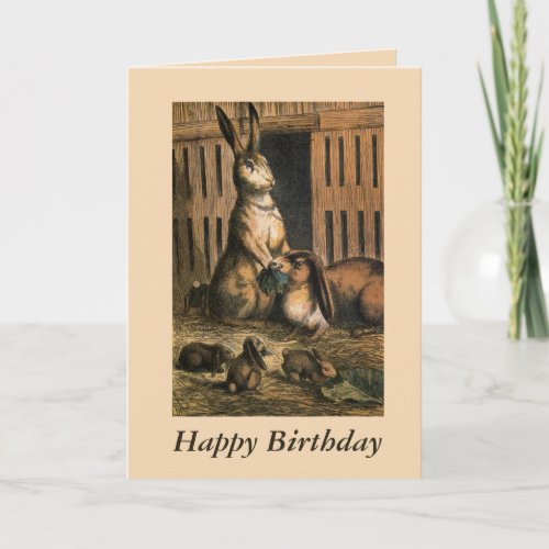 Pet Rabbits and Baby Bunnies Birthday Card