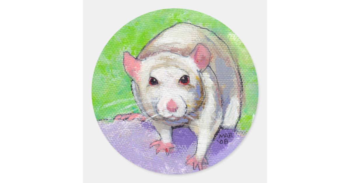Pet Rat Cute Colorful Acrylic Painting White Rats Classic Round Sticker