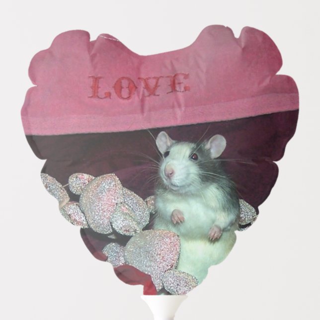 Pet Rat Darcy Love Balloon - Heart Shape (Front)