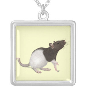 Pet Rat Painting Silver Plated Necklace