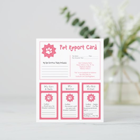 Pet Report Cards - Pink (Standing Front)
