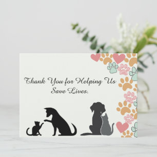 Pet Rescue Appreciation supporters Thank You Card