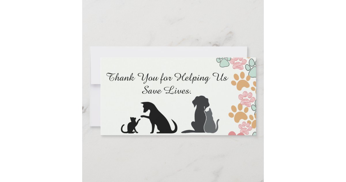 Pet Rescue Appreciation supporters Thank You Card | Zazzle