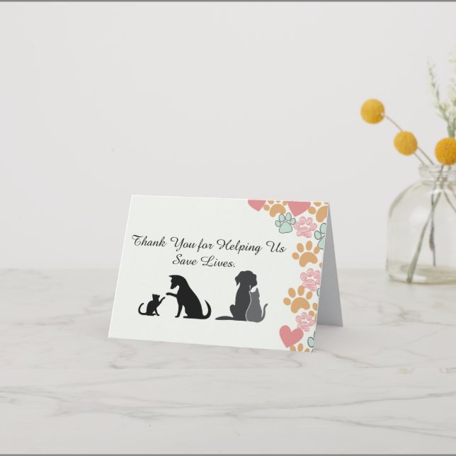 Pet Rescue Appreciation supporters Thank You Card (Front)