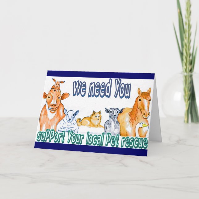 Pet Rescue Letterpress Thank You Card (Front)