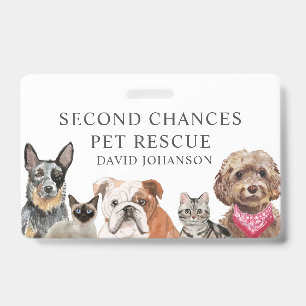Pet Rescue Organization Name Illustrated Pets Name Badge