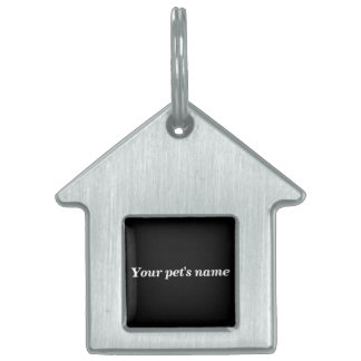 Pet’s Name With Black Background on House Shaped Pet ID Tag