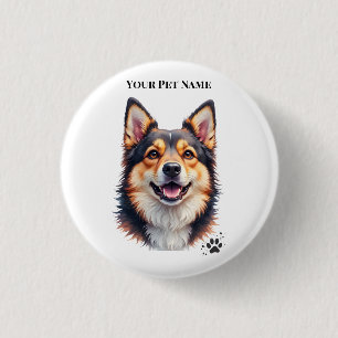 Pet’s Simple Modern Name & Photo Custom Design Button