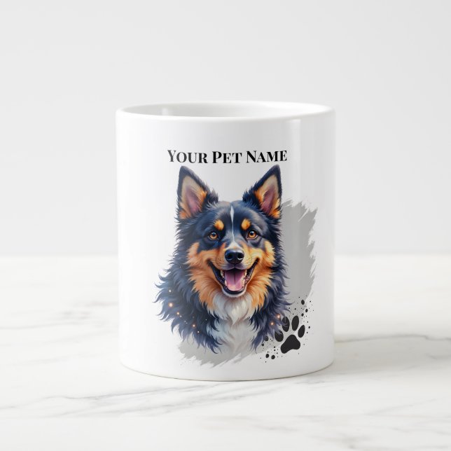 Pet’s Simple Modern Name & Photo Custom Design Giant Coffee Mug (Front)
