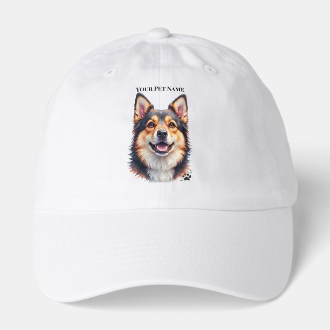 Pet’s Simple Modern Name & Photo Custom Design Hat (Front)