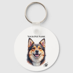 Pet’s Simple Modern Name & Photo Custom Design Keychain