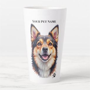 Pet’s Simple Modern Name & Photo Custom Design Latte Mug