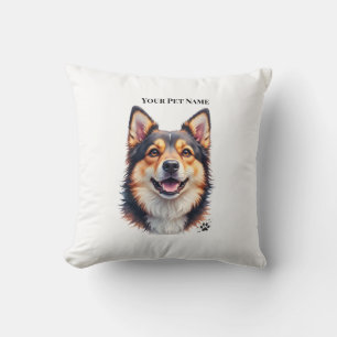 Pet’s Simple Modern Name & Photo Custom Design Throw Pillow