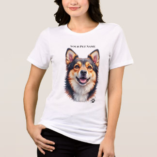 Pet’s Simple Modern Name & Photo Custom Design Tri-Blend Shirt