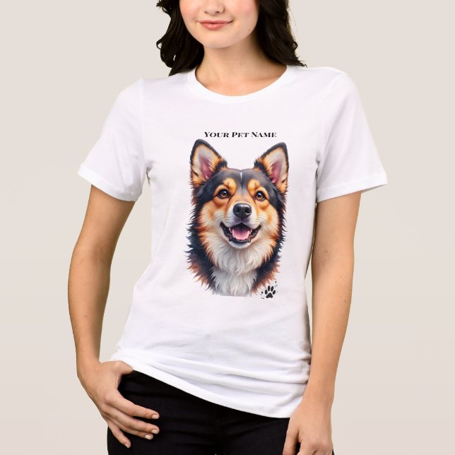 Pet’s Simple Modern Name & Photo Custom Design Tri-Blend Shirt (Front)