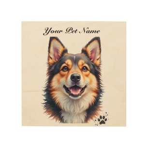 Pet’s Simple Modern Name & Photo Custom Design Wood Wall Art