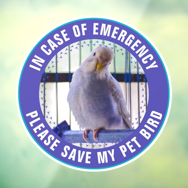 Pet Safety Alert Custom Bird Photo First Responder Window Cling (Sheet 3)