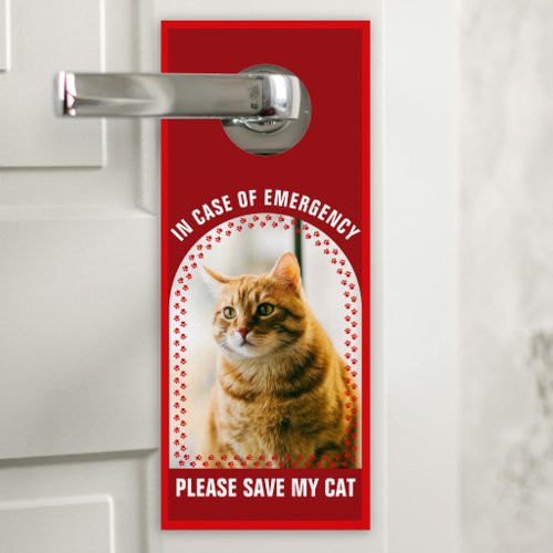 Pet Safety Alert Custom Cat Photo First Responder Door Hanger