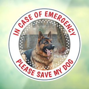 Pet Safety Alert Custom Dog Photo First Responder Window Cling