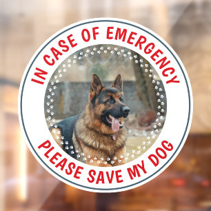 Pet Safety Alert Custom Dog Photo First Responder Window Cling
