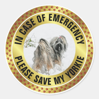 Pet Safety Alert Custom First Responder Dog Photo Classic Round Sticker