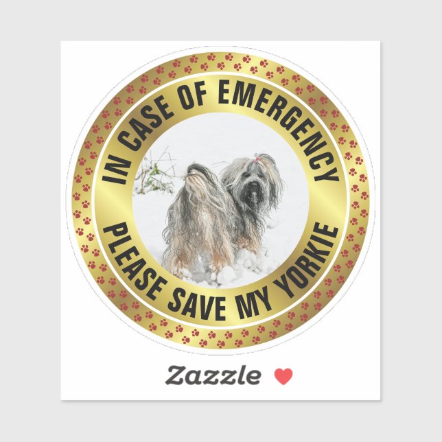 Pet Safety Alert Custom First Responder Dog Photo Sticker (Sheet)