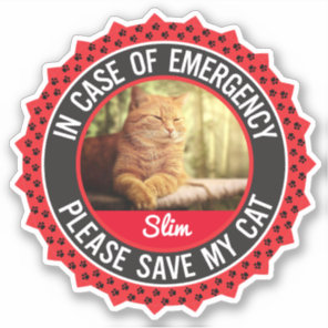 Pet Safety Alert In Case of Emergency Cat Kitten Sticker