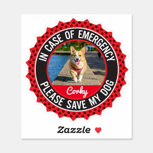 Pet Safety Alert In Case of Emergency Dog Corgi  Sticker