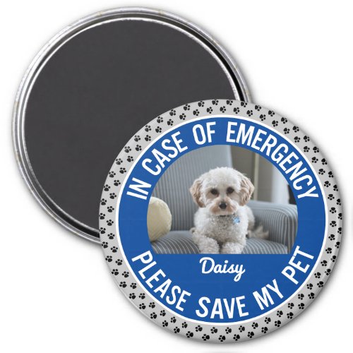 Pet Safety Alert Photo  Name Emergency Responder Magnet