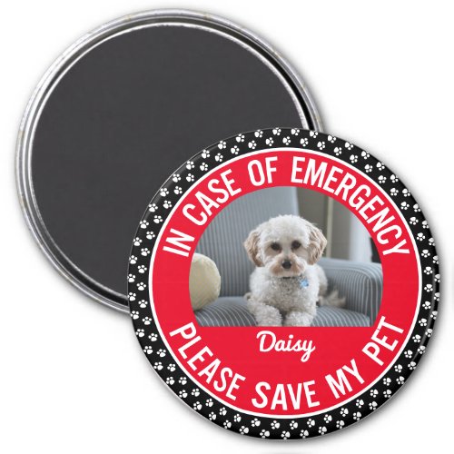Pet Safety Alert Photo  Name Emergency Responder Magnet
