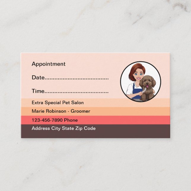 Pet Salon Trendy Simple Appointment Businesscards Card (Front)