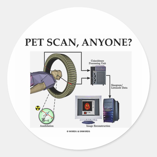 PET Scan, Anyone? (Positron Emission Tomography) Classic Round Sticker (Front)