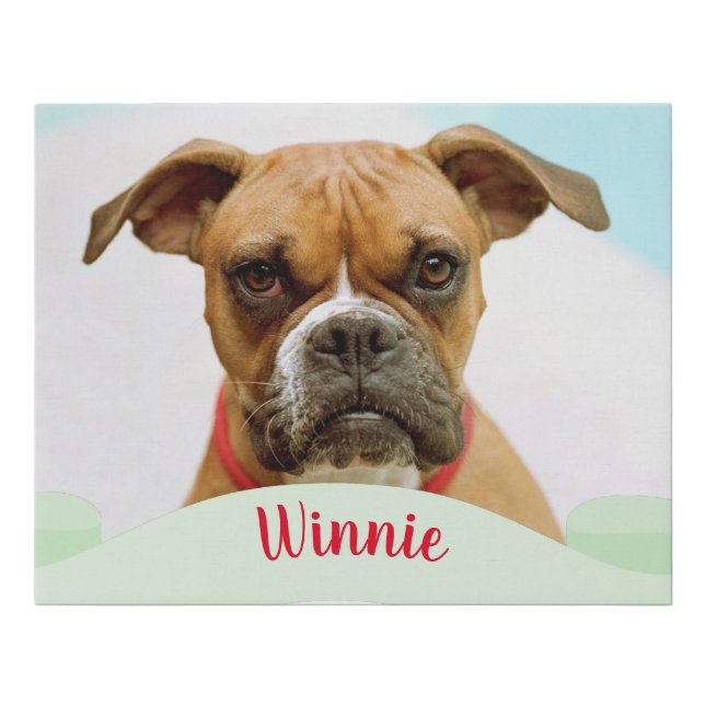 pet Script Name and photo Faux Canvas Print (Front)