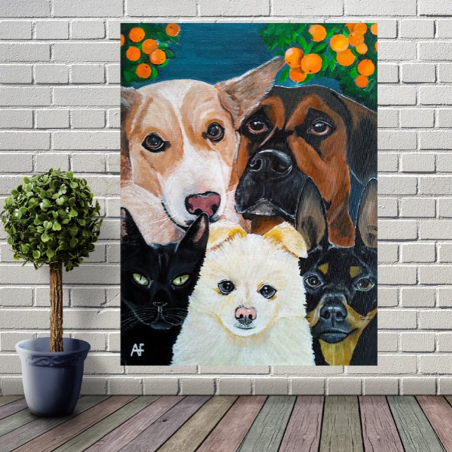 Pet Selfie Painting by Alfred Fox Canvas Print (Creator Uploaded)