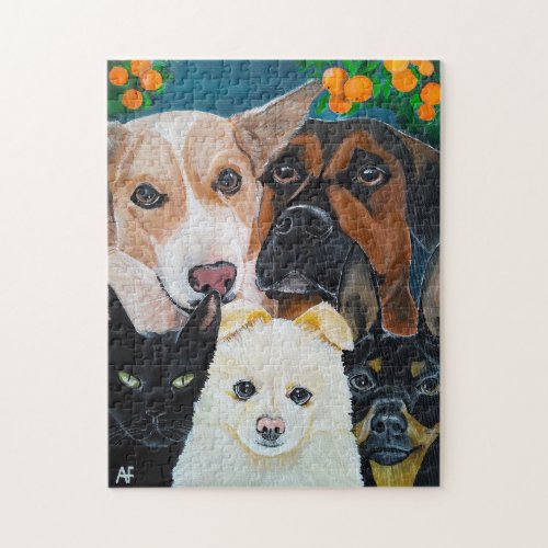 Pet Selfie Painting by Alfred Fox Jigsaw Puzzle
